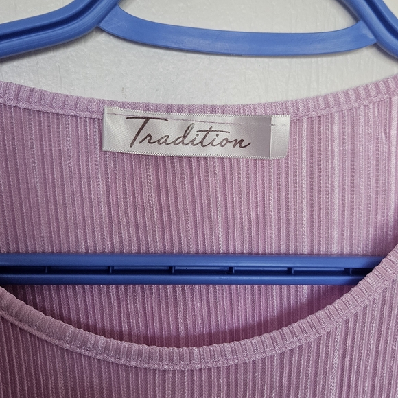 Purple Ribbed Short Sleeve T-Shirt - Picture 3 of 4